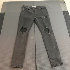Sixth June Paris Mens Distressed Slim Fit Jeans Black M2272HDE-BLAC Size 36